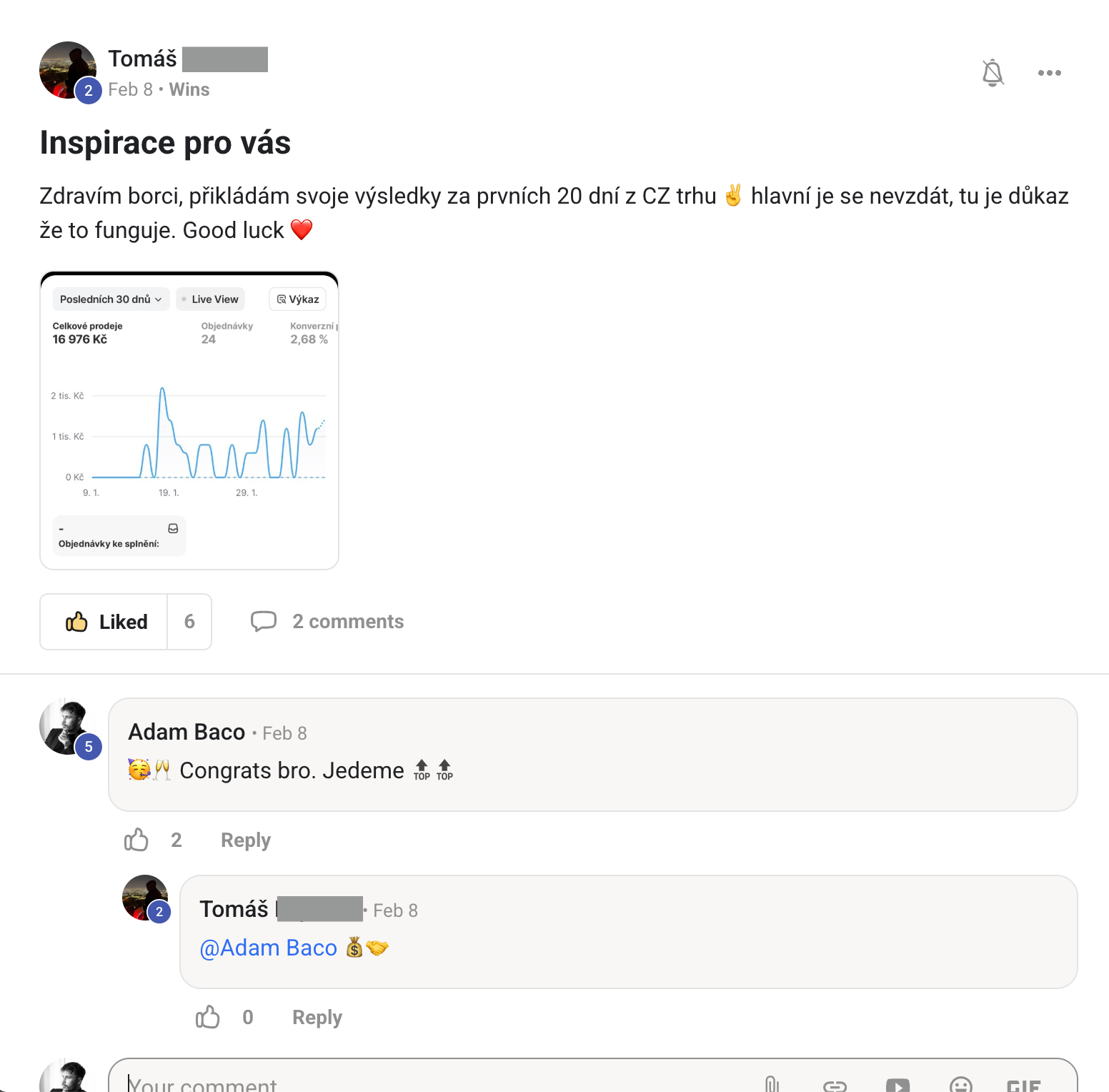 Reálny príspevok člena ECOM BBY komunity so zverejnenými výsledkami — 1